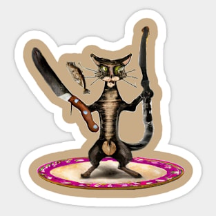 cat with knife Sticker